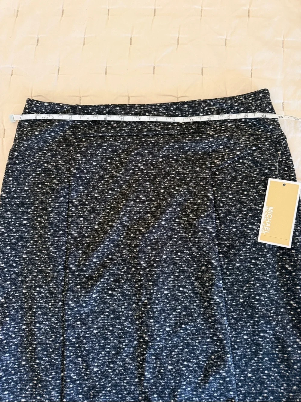 NWT MICHAEL KORS BLACK SPECKLED STRETCH ZIPPERED PENCIL SKIRT Size 4 MSRP $89.50